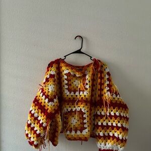 My handmade oversized Colorful Crochet Women's off the shoulder Sweater